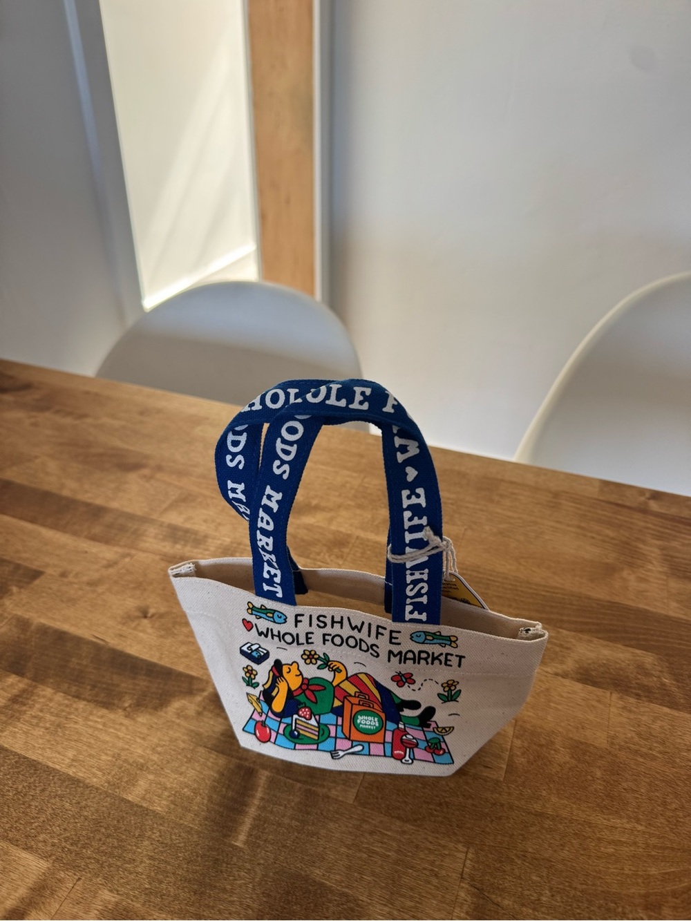 Fishwife x Whole Foods Market Mini Canvas Tote Bag - Blue Handles